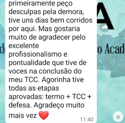 Depoimento real de aluno sobre profissionalismo e conclusão do TCC